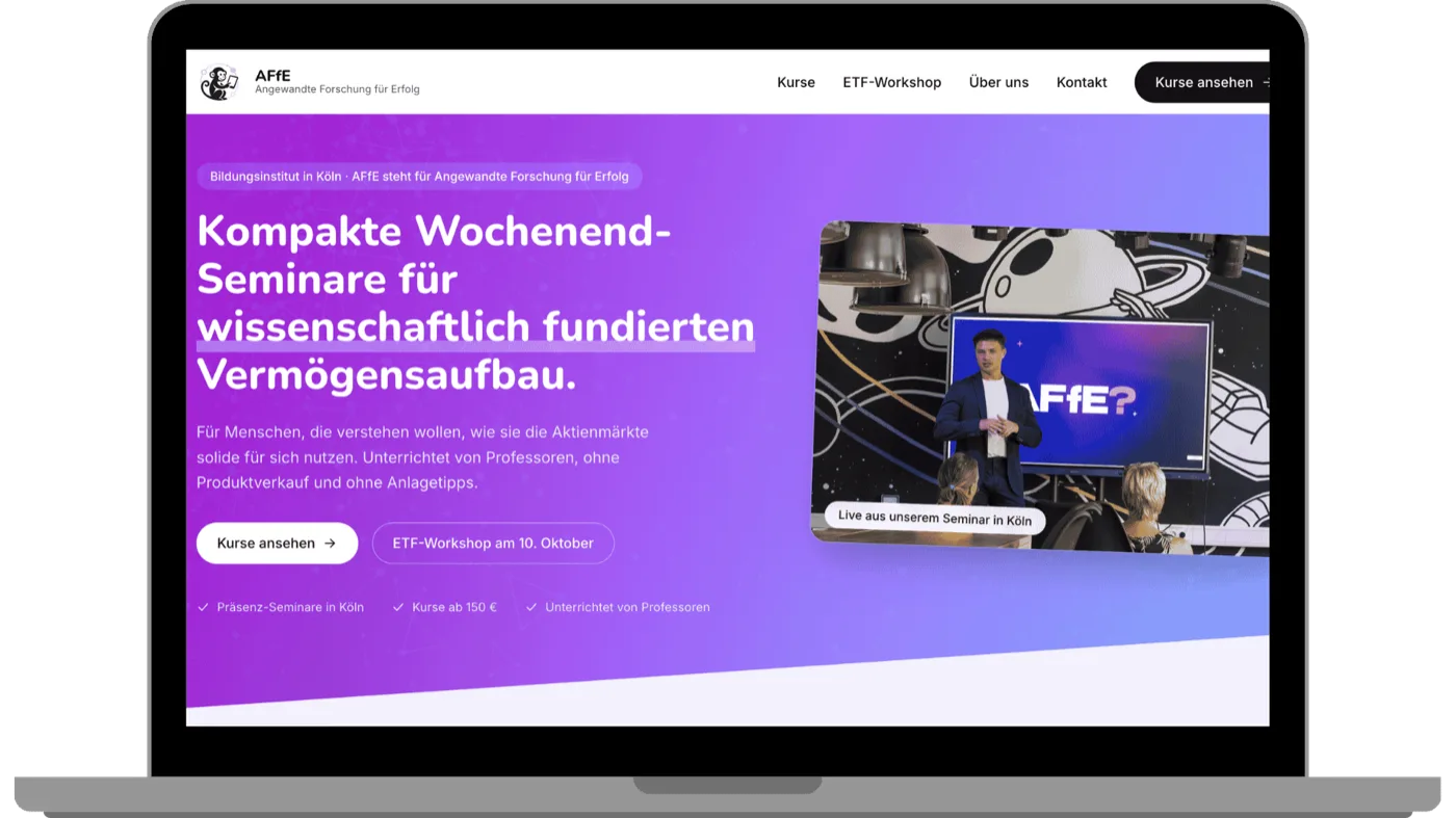 Website Bildungsinstitut AFfE, Desktop-Ansicht